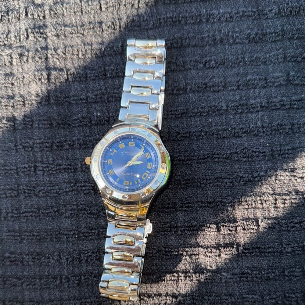 Vellaccio Gold Silver Watch with Blue Dial